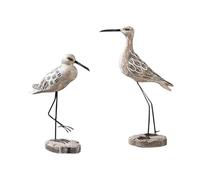 F Fityle Lot de 2 figurines de mouette en bois, décoration de bureau, décoration créative pour la maison, statue d'oiseau de mer, sculpture d'oiseau