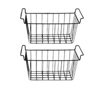 F Fityle Lot de 2 paniers de congélation pour réfrigérateur avec poignée, Panier de Rangement Portable en Fil de Fer, Poubelle de Garde-Manger pour Magasin de, 42.5 Cm X 24.5 Cm X