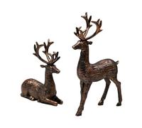 F Fityle Lot de 2 statues de rennes, sculptures décoratives pour les amoureux des rennes, collection créative, figurines d'art pour salon, table, bar,