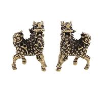 F Fityle Lot de 2 statues Feng Shui en laiton, figurines de, collection créative, ornement animalier pour table, bibliothèque, chambre à