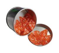 F Fityle Lot de 25 dés polyédriques en acrylique avec chiffres blancs, faciles à lire, avec boîte en fer, pour les fêtes de Noël et les fêtes, Orange