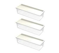 F Fityle Lot de 3 boîtes de rangement transparentes pour spaghettis, rectangulaires et polyvalentes, 28 x 10,6 x 7,1 cm, légères et empilables, Couvercle Blanc