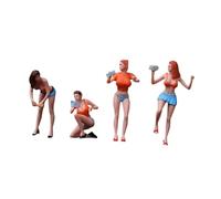 F Fityle Lot de 4 figurines de laveuses de voitures à l'échelle 1/64, avec haut orange. Figurines réalistes de collection pour décoration de bureau ou