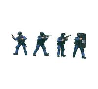 F Fityle Lot de 4 figurines miniatures de soldats du SWAT (échelle 1/64) pour projets de bricolage, dioramas et accessoires de maison de poupée, Chien Interdit