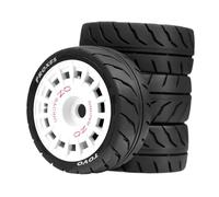F Fityle Lot de 4 roues et pneus robustes, professionnels, faciles à installer, pièces de rechange de 7,6 cm de diamètre, à monter soi-même, modifiés pour 1/10, Blanc