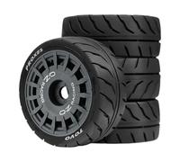 F Fityle Lot de 4 roues et pneus robustes, professionnels, faciles à installer, pièces de rechange de 7,6 cm de diamètre, à monter soi-même, modifiés pour 1/10, Gris