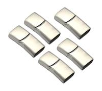 F Fityle Lot de 5, Micro Fermoirs à Bijoux Magnétiques Lacets Bracelet Connecteurs Boucles Fermetures Porte-clés Cordon en Cuir Plat - Argent S