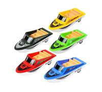 F Fityle Lot de 5 Mini Bateaux à Traction pour Enfants, Jouets de décoration de Bureau, Bateau à Moteur réaliste pour garçons, Enfants de 3 Ans et Plus,
