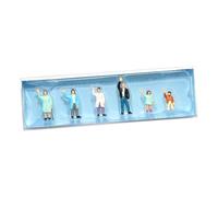 F Fityle Lot de 6 figurines miniatures en résine à l'échelle HO (1:87), représentant des scènes de parc et de rue, avec des personnages saluant la scène.