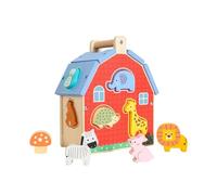 F Fityle Maison de tri de formes en bois pour la reconnaissance des couleurs et l'apprentissage interactif des formes d'animaux - Cadeau