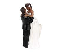 F Fityle Mini Couple Mariés Mixte, Figurine Femme Noire et Homme Noire Cake Topper - en Résine