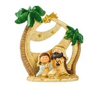 F Fityle Mini figurine de crèche de Noël, cadeau religieux, sculpture en résine, coffret miniature, ensemble de crèche pour cheminée, fête de Noël, Vert 10.49 X 11.5 Cm