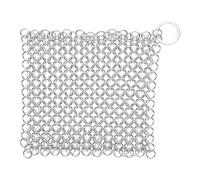 F Fityle Nettoyant pour Fonte, Mailles de chaîne, éponge à récurer en Acier Inoxydable, Efficace, Polyvalent et Portable pour plaques de Cuisson, poêles et, 5x5 Pouces