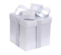 F Fityle Nouvelle Année Coffret Carré Cadeau Boîte Papier Festival Robuste Proposant Quatre Mots Clés Essentiels Adaptés pour Emballage de Cadeaux Multifonctio, Argent 30 Cm