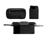 F Fityle Organisateur de Poussette, Pochette Universelle avec Porte-gobelet, Sac de Rangement pour Poussette avec Poche détachable pour Usage Domestique et, Noir