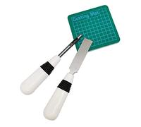 F Fityle Outils de Coupe de Coupe de Trou d'oeil de boutonnière de Couture en Acier avec la poignée en Caoutchouc, Lame d'angle, Trous en Cuir Kit de - Blanc Noir