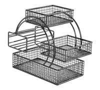 F Fityle Panier à fruits triple couche en fer avec porte-serviettes intégré, accessoire de table polyvalent et robuste, dimensions : 30 x 20 x 30 cm, Noir