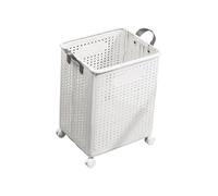 F Fityle Panier à linge, organisateur d'articles divers avec roulettes, poignée de transport, panier à linge, sacs d'épicerie pour chambres de camping, Blanc, L