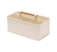 F Fityle Panier à Outils Jardin, étui Rangement avec poignée en Bois et 4 Compartiments pour Outils Jardinage et Bureau, Blanc