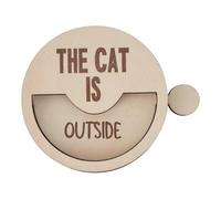 F Fityle Panneau de Rappel « Chat est Dedans ou Dehors » pour Porte, café, Cadeau Multifonctionnel, Cour, écurie en Bois, Robuste, Mignon, Chat est à