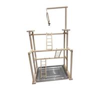 F Fityle Parrot Aire de Jeux Bois Perche Gym Parc Cage Accessoires avec Échelle Bois Perche Stand Oiseau Gym pour Perruche Aras, 17.7x12.2x31.5po