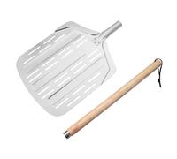 F Fityle Pelle à Pizza en Aluminium, ustensile de Cuisine antiadhésif pour Lancer, Tourner et récupérer, carré avec Long Manche en Bois, Longueur Totale 89.5