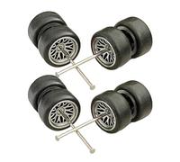 F Fityle Pneus modifiés à l'échelle 1/64, 8 pièces, avec arbre à rouleau Miniature, jouets, modèle de Simulation, roues de voiture, pneus pour modèles de, argent