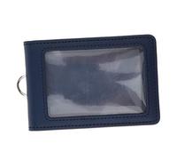 F Fityle Porte-badge, étui Portefeuille Mince Double Face En Cuir PU avec Badge D'identification avec 2 Fentes pour Cartes Verticales - Bleu foncé