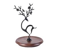 F Fityle Porte-Bijoux Support à Bijoux Arbre Organiseur de Boucles d'oreilles Présentoir à Colliers Bois et Métal Aspect Moderne Adapté pour Femmes Dressing Ma, Noir