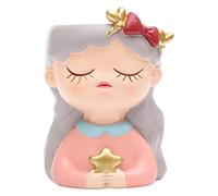 F Fityle Pot de Fleurs Fille, Pot de Fleurs Dessin animé avec Trou de Drainage, Plantes d'intérieur, bonsaï, jardinières en résine pour Bureau, Style B