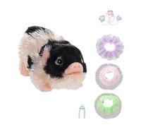 F Fityle Poupée cochon reborn, mini-cochon, accessoire photo, cadeau d'anniversaire original, jouet mignon et doux pour jouer à faire semblant, jouet, Noir Blanc