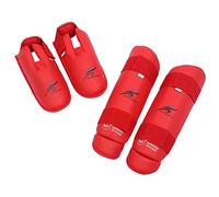F Fityle Protège-Tibias Protège-Jambes Protège-Tibias Coussinets de Cheville élastiquée pour Pied et Martial Karaté boxeo en tailandia Thai Kickboxing, Rouge, S