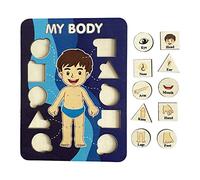 F Fityle Puzzle en Bois Mon Corps pour apprenant Les Parties du Corps Humain Jeu préscolaire Jeu de Correspondance de Forme Puzzle corporel, Style Un