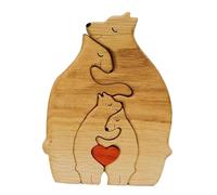 F Fityle Puzzle en bois pour la famille des ours, sculpture artisanale pour une déco chaleureuse, 4 ours