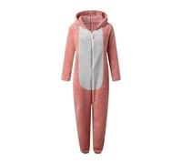 F Fityle Pyjama Combinaison Femme avec Capuche Oreilles Chat En Velours Côtelé Souple à Fermeture Éclair Adaptée pour Soirée Pyjama Jeu de Rôle Fête D'Annivers, Pink M