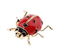 F Fityle Rétro Broche épingle en Émail Forme de Coccinelle Décoration pour Vêtement Chapeau Echarpe, Rouge