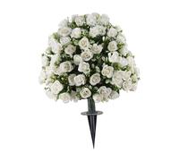 F Fityle Rosier artificiel en boule, faux topiaires ronds, arbustes à fleurs artificielles pour la décoration de jardin d'intérieur, Blanc