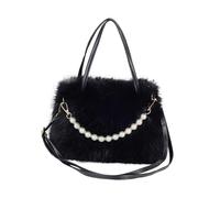 F Fityle Sac à bandoulière en Peluche pour Femme pour Faire du Shopping, se déplacer, Voyager, Noir