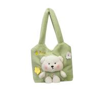 F Fityle Sac à bandoulière pour Femme, Sac créatif et Portable en Peluche avec Motif d'ours de Dessin animé pour Le Travail et Les déplacements, Vert