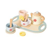 F Fityle Service à thé pour enfants, jeu de thé de l'après-midi, tasses à en bois, cadeaux, jeu éducatif, accessoires de cuisine pour filles de 3 ans et