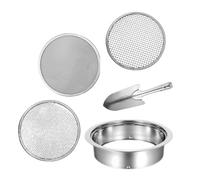 F Fityle Soil Sifter Set Soil Sifters Strains Tool Filtration with Interchangeable Meshes Garden Riddle Sieve for Lawn Gardening Farm, Pelle Argentée à 3 Mailles