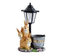 F Fityle Statue de jardin en forme de lapin, lampe de avec lumières solaires, figurine animale moderne et facile à utiliser pour cour, patio, cour