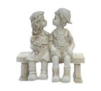 F Fityle Statue de jardin en résine représentant un petit garçon et une petite fille, sculpture du baiser d'un couple pour jardinière,