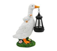 F Fityle Statuette canard solaire lumineuse avec lanterne solaire, décoration artisanale mignonne pour balcon et terrasse, 16 X 11 X 25 Cm