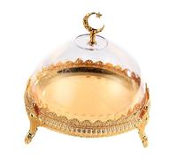 F Fityle Support à gâteaux, plateau de Ramadan, couvercle en acrylique, pâtisserie, assiette de fruits, pièce maîtresse de Table, dôme de bonbons, plateau à, or