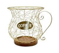 F Fityle Support de Dosettes de Café, Panier de Rangement pour Bonbons, Snacks, En Forme de Tasse, Support de Capsules de Café En Métal Robuste pour La Maison, Or