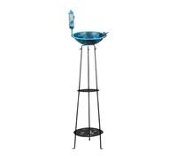 F Fityle Support pour Plantes de Jardin avec mangeoire et Bain d'oiseaux en Fer forgé, Bleu, pour Fleurs grimpantes, Installation Facile, Forte capacité de