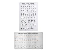 F Fityle Tableau alphabétique en braille Outil d'apprentissage en braille Léger avec points en relief Aide pédagogique efficace pour les enfants aveugles, Silver 2pcs