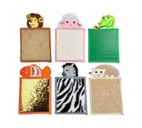 F Fityle Tapis sensoriel en Polyester, 6x carreaux sensoriels d'animaux, jouet de voyage, panneau mural sensoriel texturé assorti pour garderies, maison,