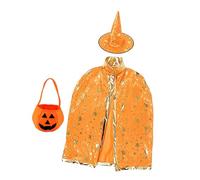 F Fityle Tenues de cape de sorcier Habillez-vous avec une cape de pour une représentation sur scène de carnaval de festival, Orange
